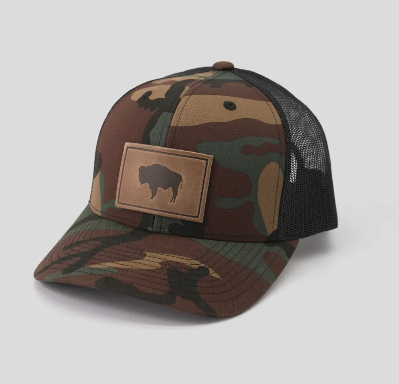 Buffalo Hat - Leather Patch Trucker Cap