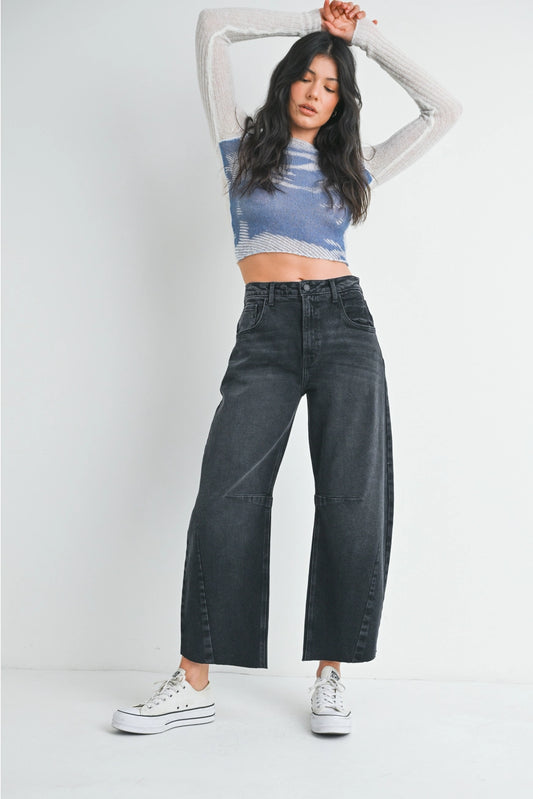 Masie Barrel Jeans- Charcoal