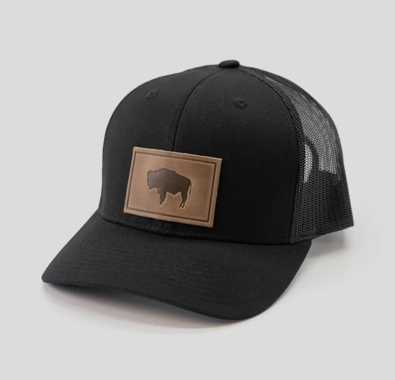 Buffalo Hat - Leather Patch Trucker Cap