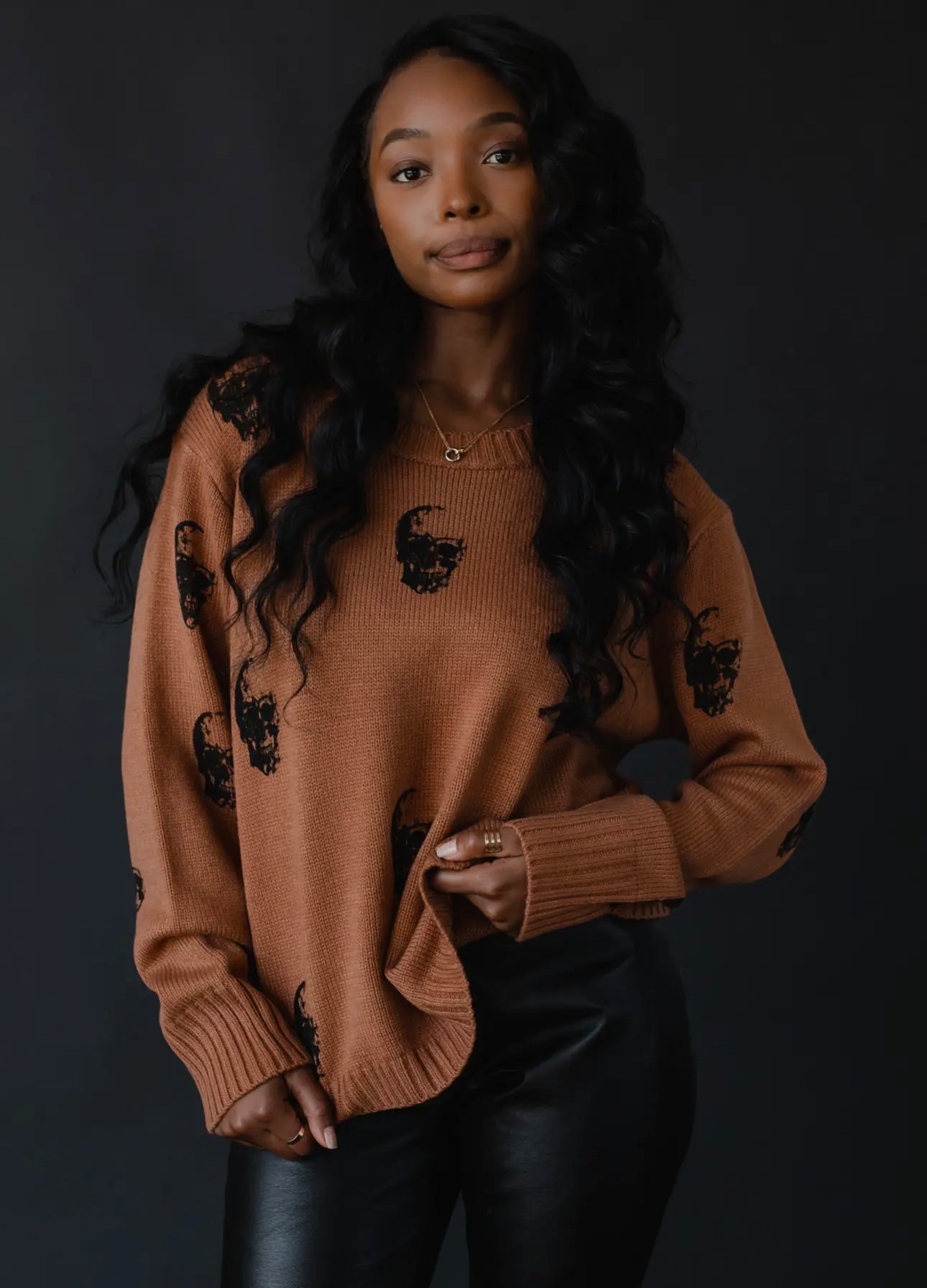 Skull Sweater- Brown